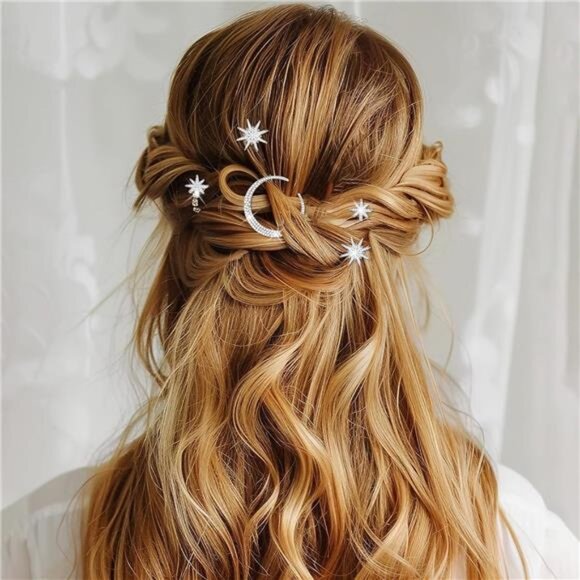 Anthropologie Gold Celestial Hair Clips - Picture 2 of 4